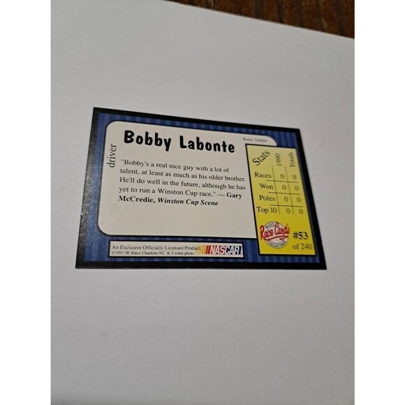 Vintage 1991 Maxx Bobby Labonte #53 Race Car Nascar Trading Card - Picture 2 of 2